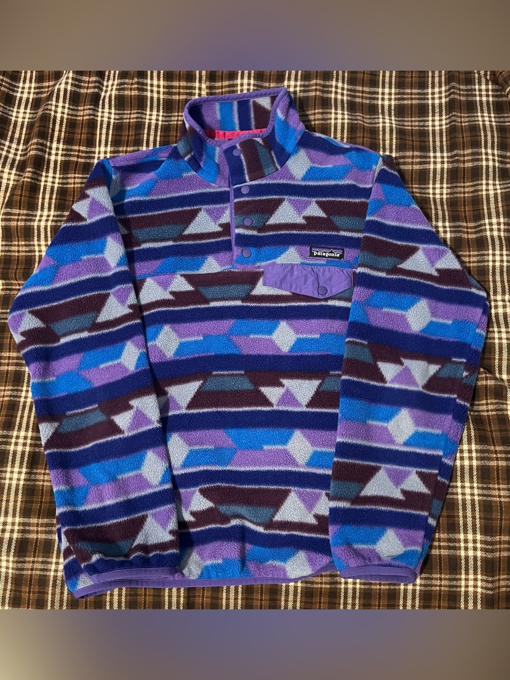 Patagonia Synchilla Snap t Women’s Purple Aztec Snap Pullover Jacket Small